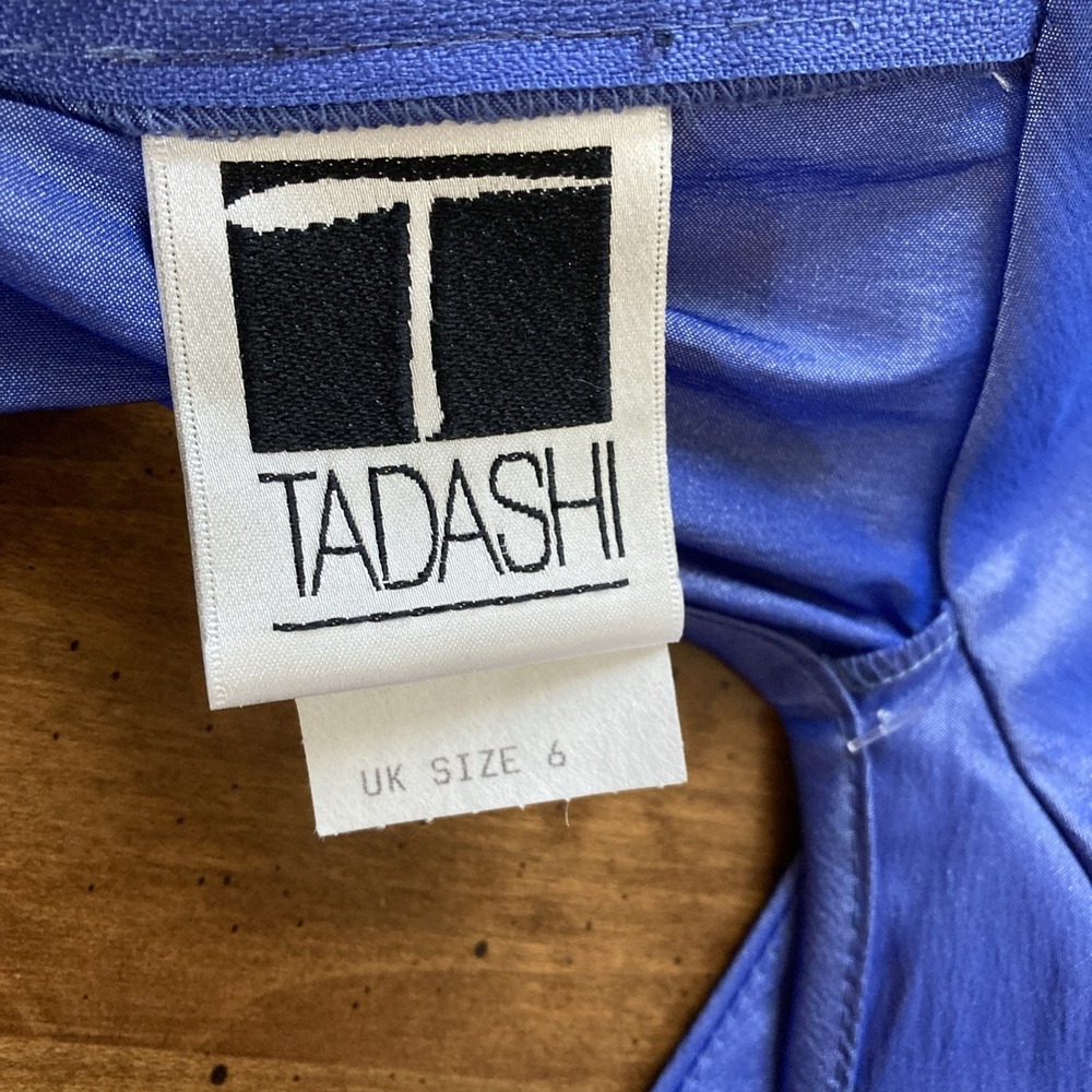 TADASHI Halter Top Sz 4 vtg 90s Y2K Fairy Goth Designer Blue Purple Stretch - Picture 8 of 11